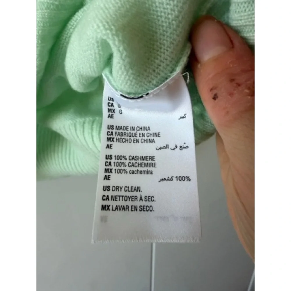 Charter Club 100% Cashmere Mint Green Quarter Zip Sweater Size L - Picture 7 of 10